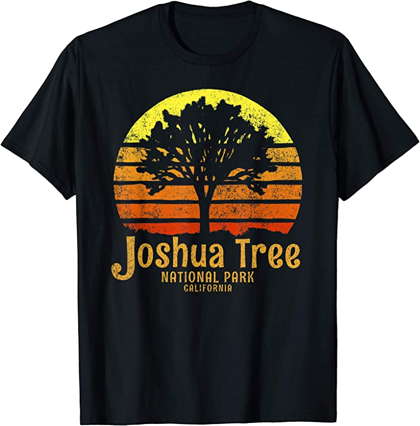 Vintage Retro Joshua Tree National Park Sunset Camping T-Shirt