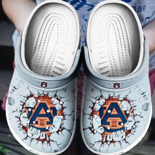 Auburn Tigers Broken Brick Pattern Crocs Classic Clogs Shoes