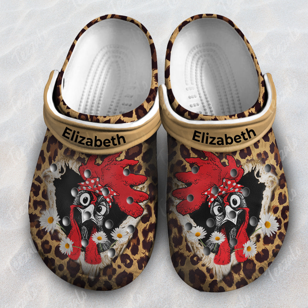 Chicken Personalized Clogs Shoes With Hole Leopard