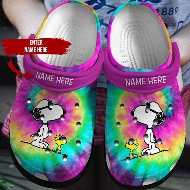 Rainbow Snoopy Cute Custom Name Crocss Crocband Clog Comfortable Water Shoes