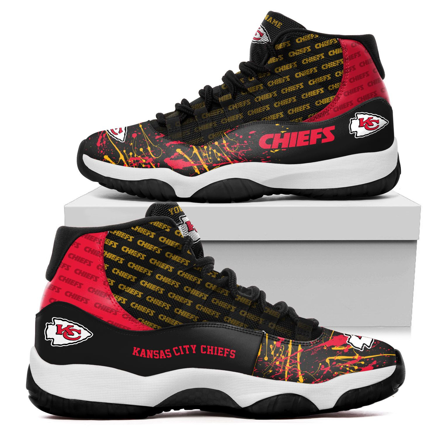 Kansas City Chiefs Custom Name Air Jd 11 Sneakers Shoes 148 For Football Fans