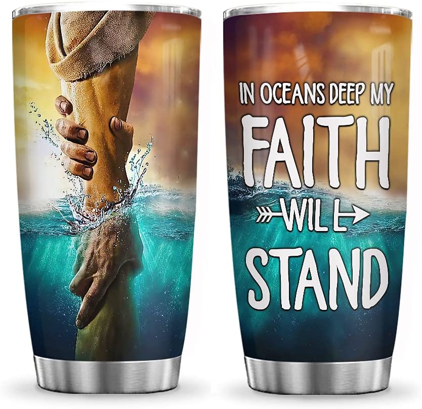 20Oz Faith Wil Stand, Jesus Faith, Jesus Inspiration Tumbler Cup With Lid, Double Wall Vacuum Thermos Insulated Travel Coffee Mug