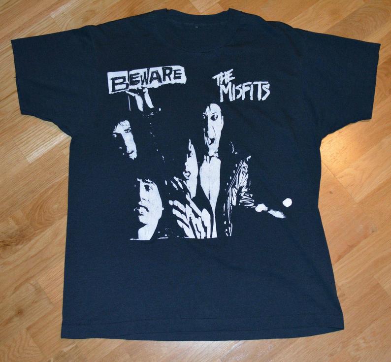 1980’s THE MISFITS Beware vintage concert tour 1982-83 rare original punk rock t-shirt