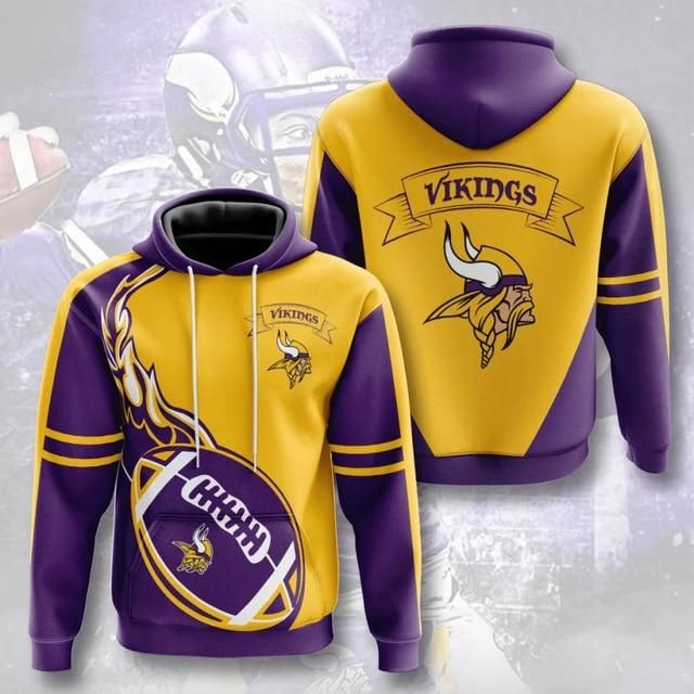 Minnesota Vikings Flame Ball 99 Unisex 3D Hoodie Gift For Fans