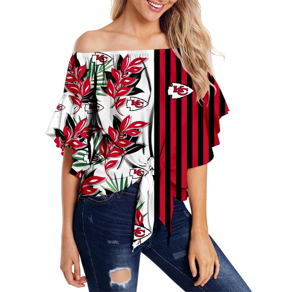 Kansas City Chiefs Women Summer Stripe Strapless Shirt