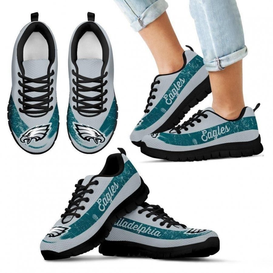 TeeDCMA Cool Line Logo Philadelphia Eagles Sneakers For Men Women Kids