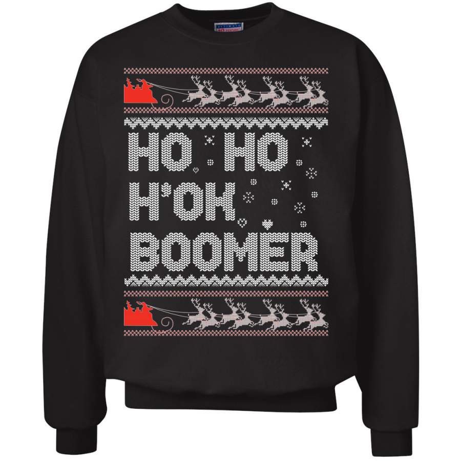 Ho, Ho, Ok Boomer Ugly Christmas Sweater Crewneck Graphic Sweatshirt