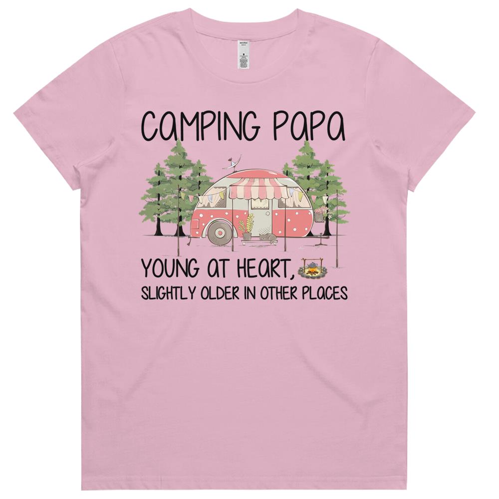 Camping Papa Matching Camp Family Camper Cool Vintage Womens Tshirts