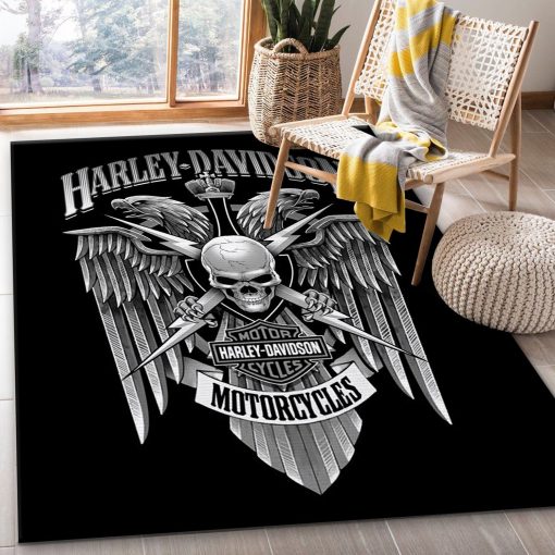 Harley Davidson Ver12 Rug All Over Print Logo Custom Area Rug Carpet Full Sizes Home Living Rug Carpet Decor