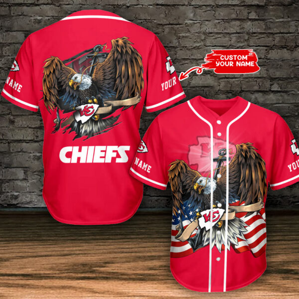 Kansas City Chiefs Personalized Baseball Jersey Bg559