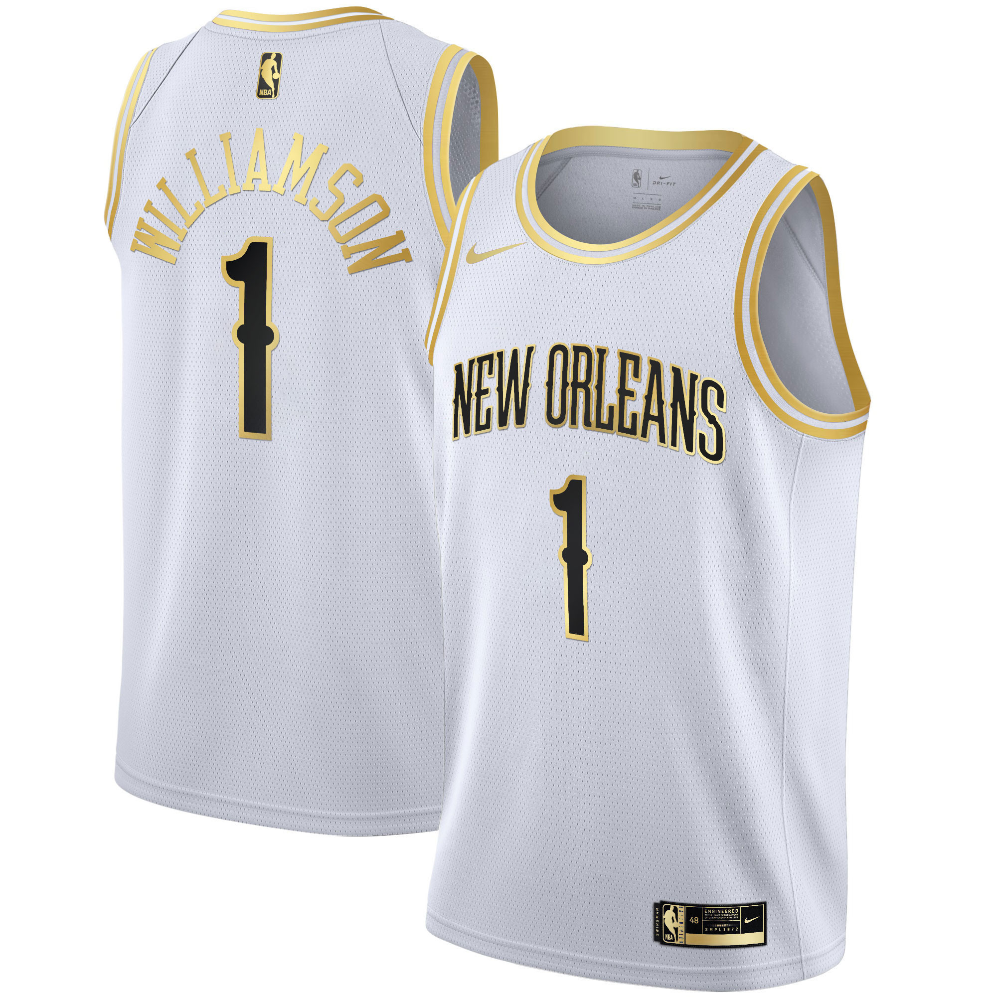 Zion Williamson New Orleans Pelicans White Gold & Black Gold Jersey – All Stitched