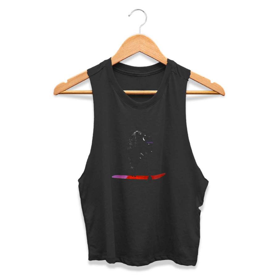 Buffalo Paddle Board Animal Beach West Coast Camping Graphic Surfer CPY Womans Crop Tanktop Tee