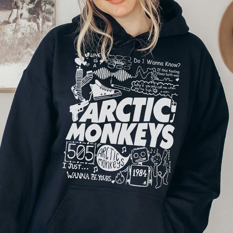 Arctic Monkey Doodle Art Shirt, Vintage Arctic Monkey Merch Album Lyrics Sweatshirt Hoodie, Arctic Monkey Tour 2023