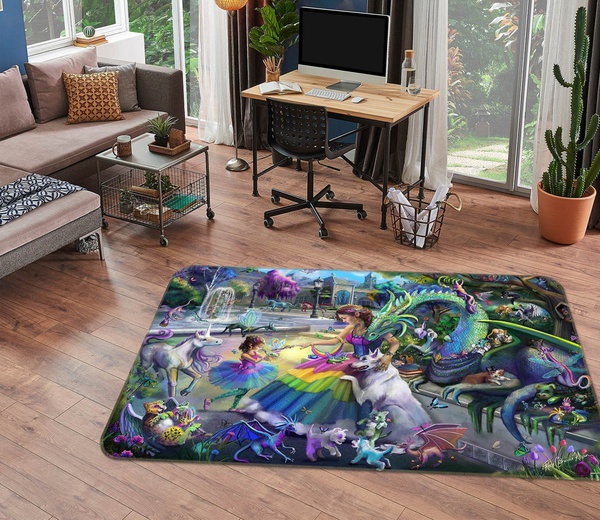 Beautiful Garden Dreamy Life Unicorn With Animals Area Rug Home Decor
