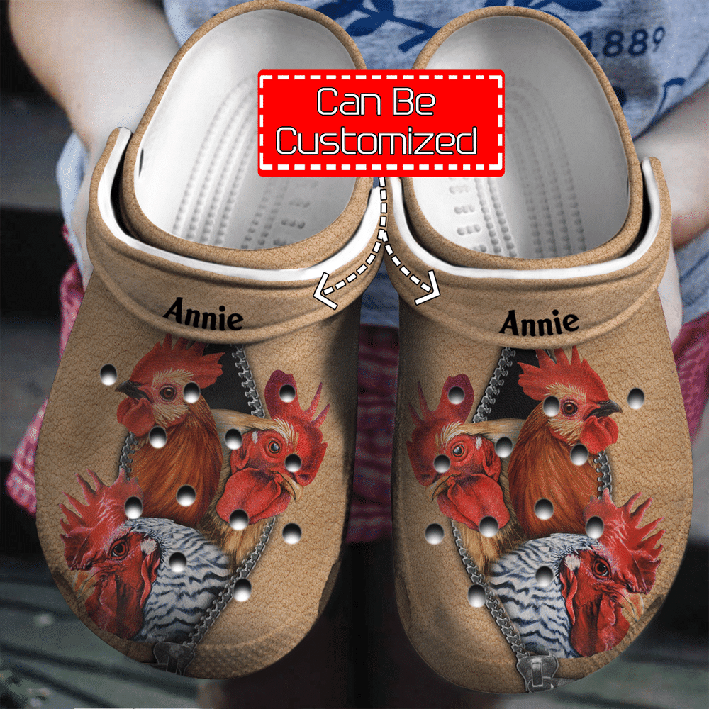 Animal Crocs – Chicken On Zipper Personalized Clogs Shoes For Men And Women