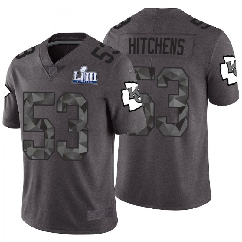 Men Anthony Hitchens Kansas City Chiefs Gray Super Bowl Liii Jersey – All Stitched, Embroidery