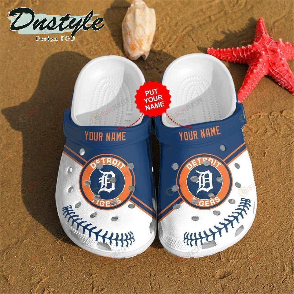 Detroit Tigers Custom Name Pattern Crocs Classic Clogs Shoes In Blue & White – Aop Clog