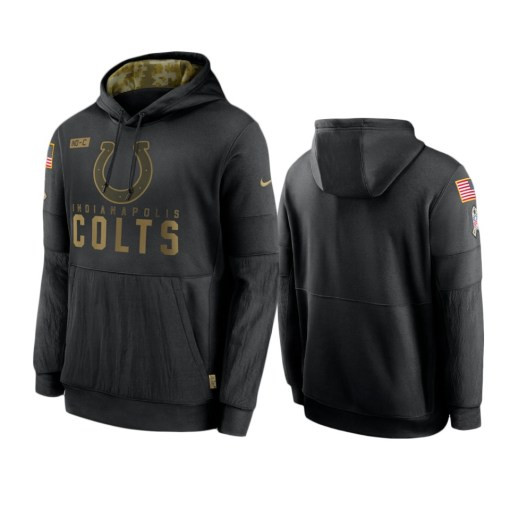 Indianapolis Colts Black 2020 Salute To Service Sideline Performance Pullover Hoodie