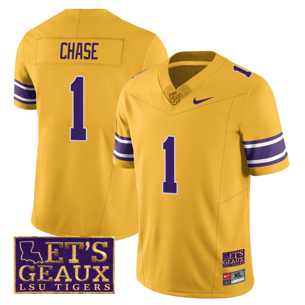 Men’S Lsu Tigers 2023 Football Let’S Geaux Patch Jersey – All Stitched