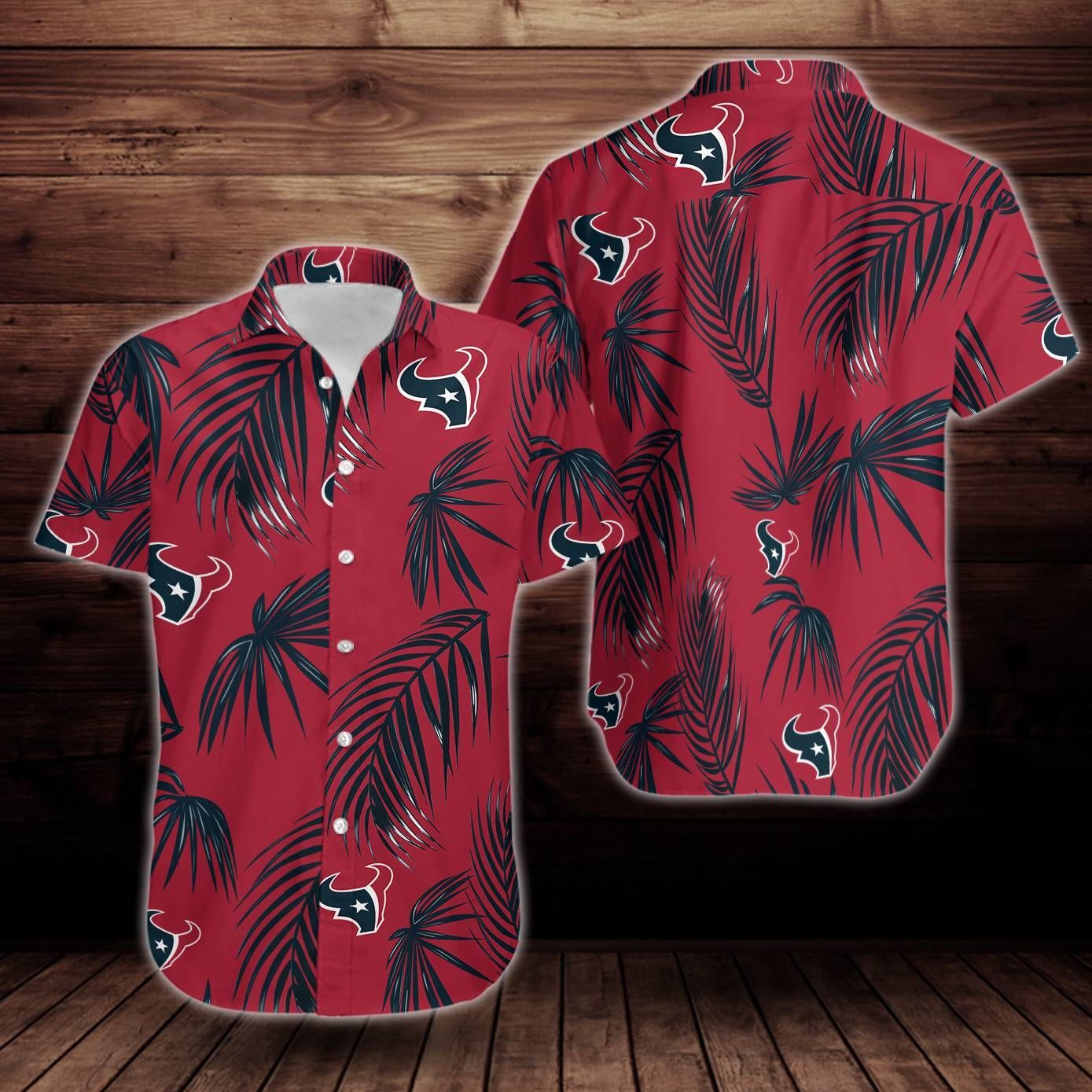 Houston Texans Flower Short Sleeve Hawaiian Shirt