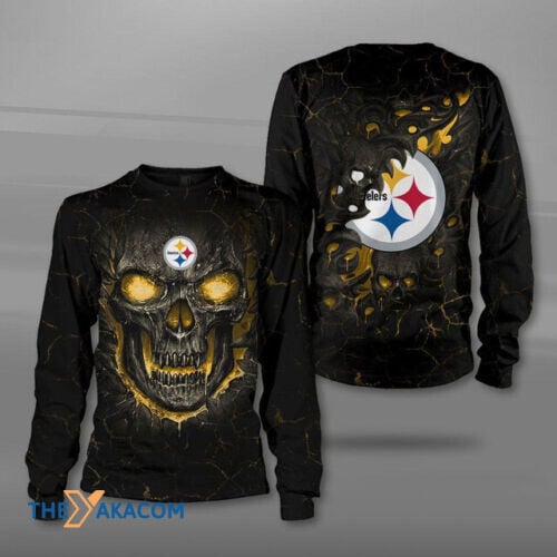 Pittsburgh Steelers Skull Gift Nfl Sweatshirt Long Sleeve Crewneck Casual Pullover Top