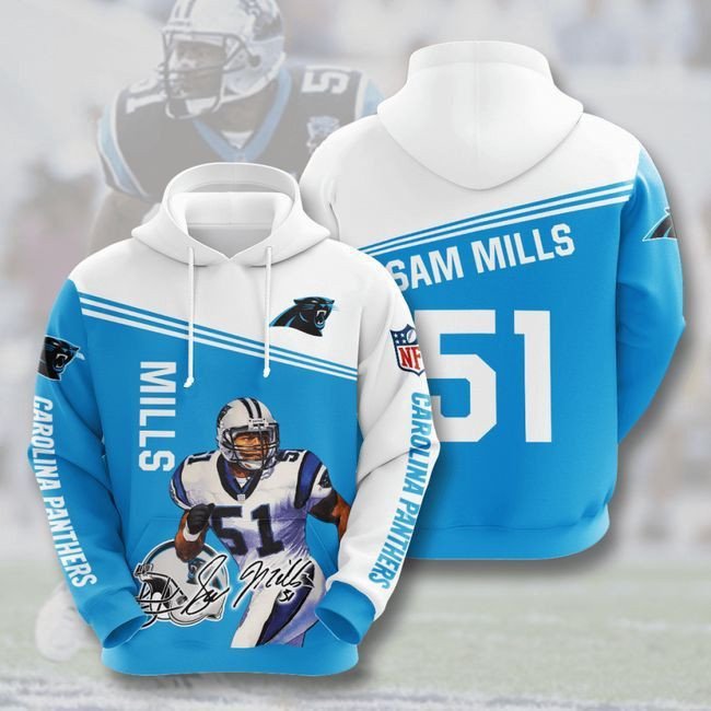 Carolina Panthers 51 Sam Mills 52 Unisex 3D Hoodie Gift For Fans