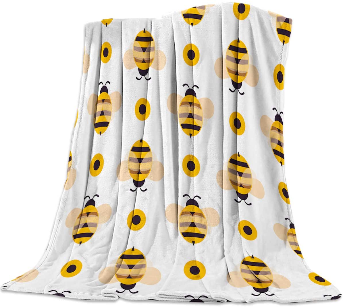 Lightweight Flannel Traveling Throw Blanket Blankets Cartoon Bumble Big Honey Bee Blankets/Bedcovers/Bedspread/Throws For Couch Bed 39X49Inch