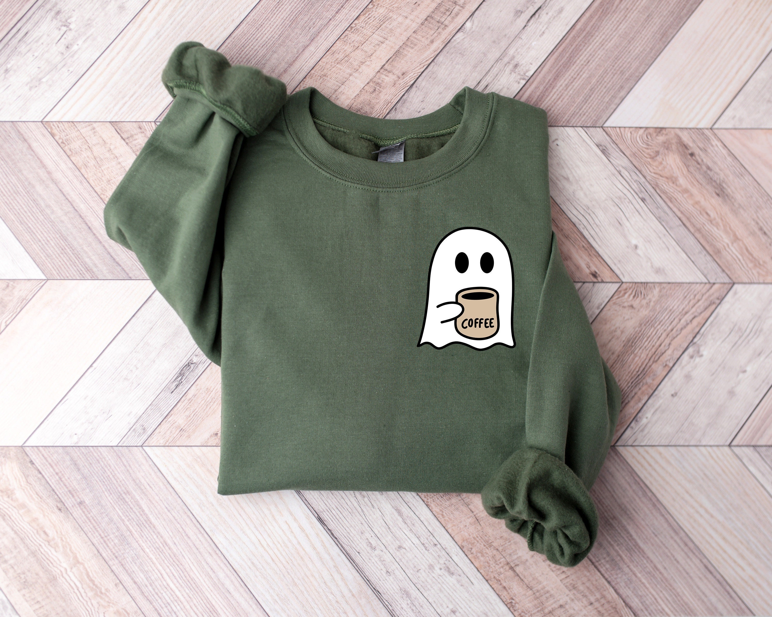 Little Ghost Ice Coffee Shirt, Ghost Sweatshirt, Little Ghost Ice Coffee Sweatshirt, Halloween Tee, Cute Ghost Shirt, Ghost Pocket Tee