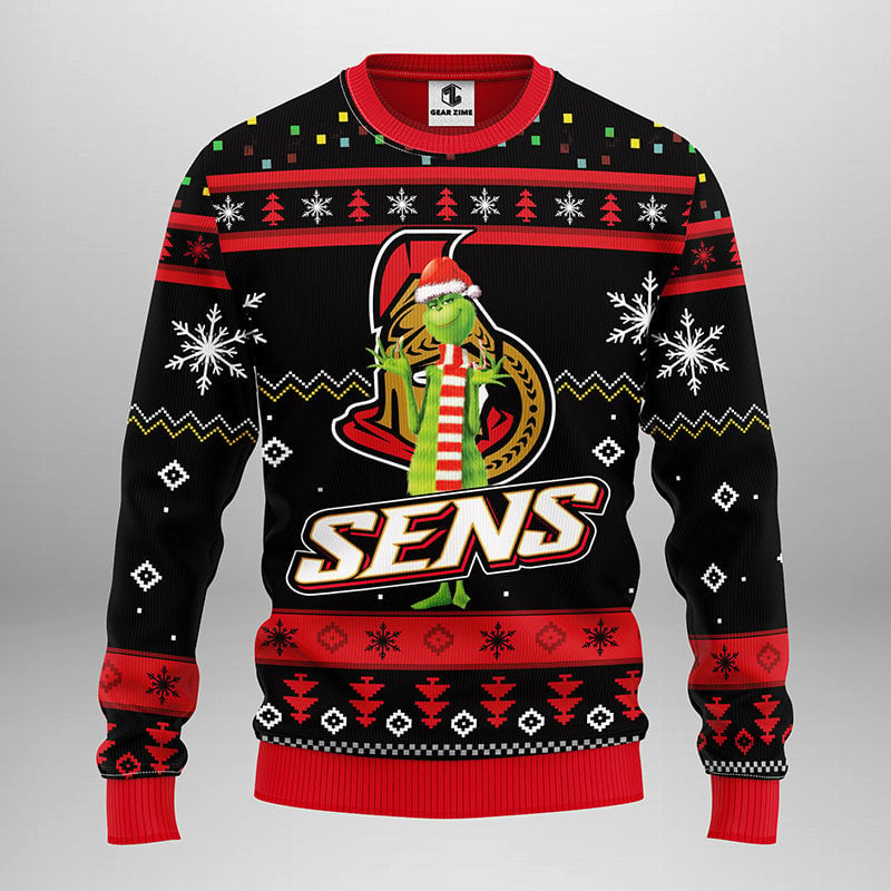 Ottawa Senators Funny Grinch Ugly Christmas Sweater