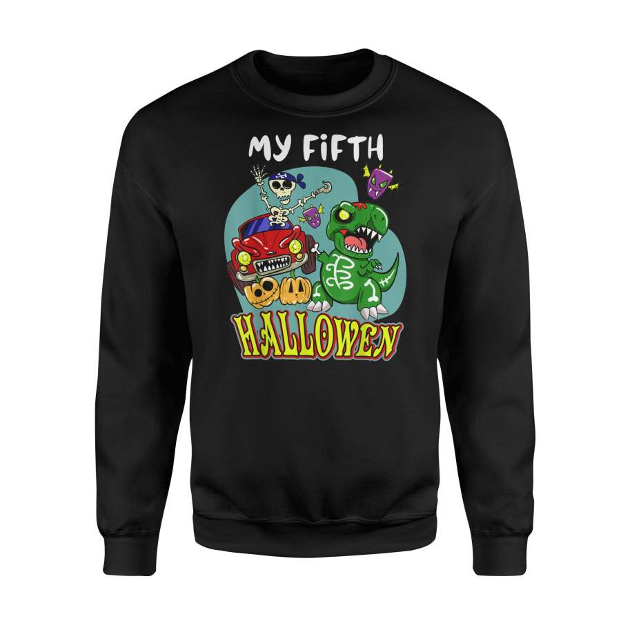 5th Birthday party my 5 fifth Halloween Baby Dinosaur tshirt – Standard Fleece Sweatshirt