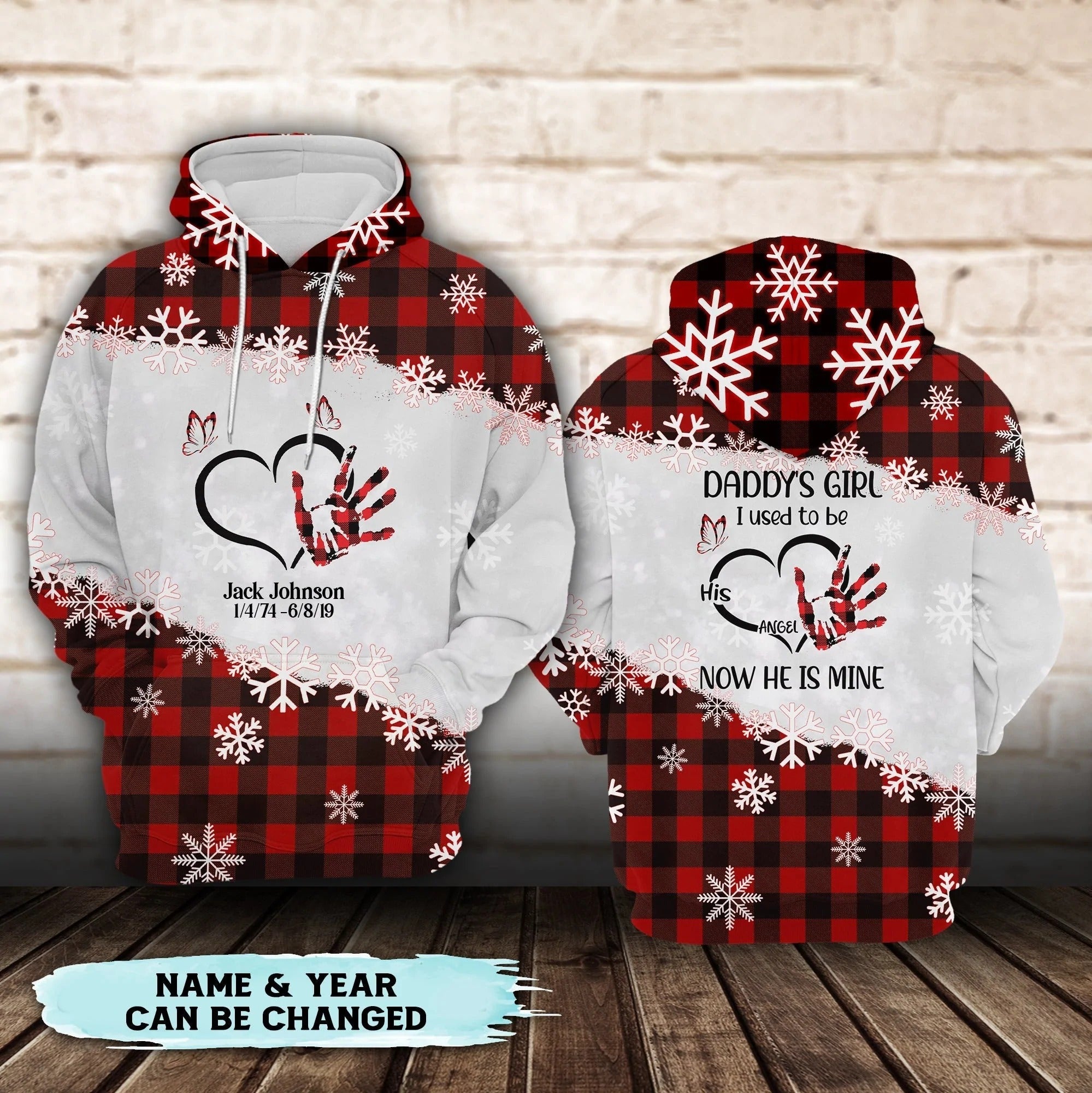 Custom 3D All Over Printed Memorial Hoodie Daddy’S Girl I Used To Be His Angel Memorial Hoodie Christmas Pattern