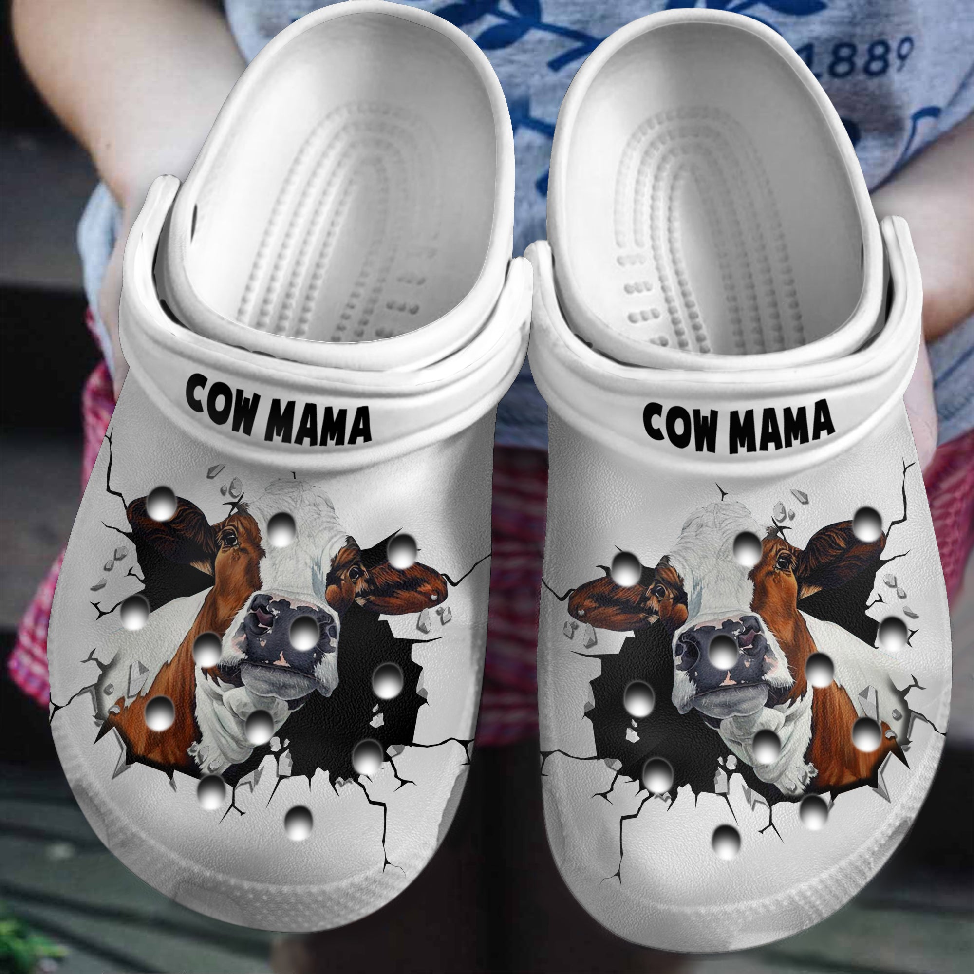 Cow Mama In Hole Clogs Shoes