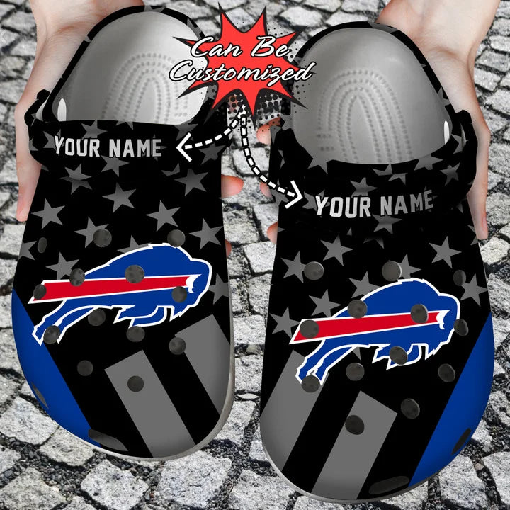 Football Crocs – Personalized Buffalo Bills Star Flag Clog Shoes