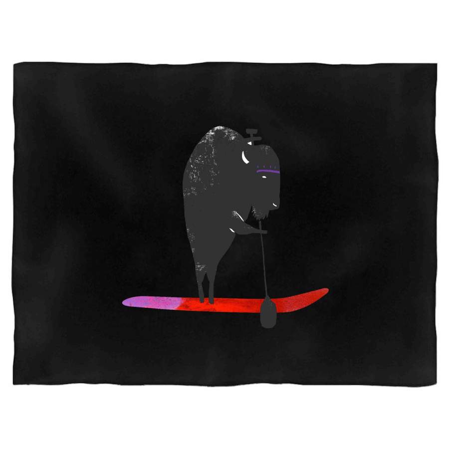 Buffalo Paddle Board Animal Beach West Coast Camping Graphic Surfer Blanket