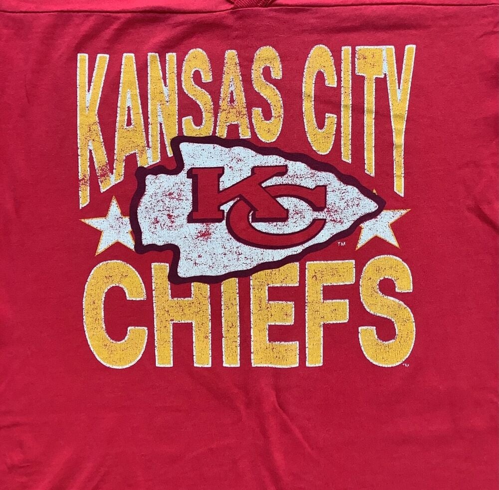 Vtg 90S Kansas City Chiefs T Shirt Football Spell Out Perfect Wear M