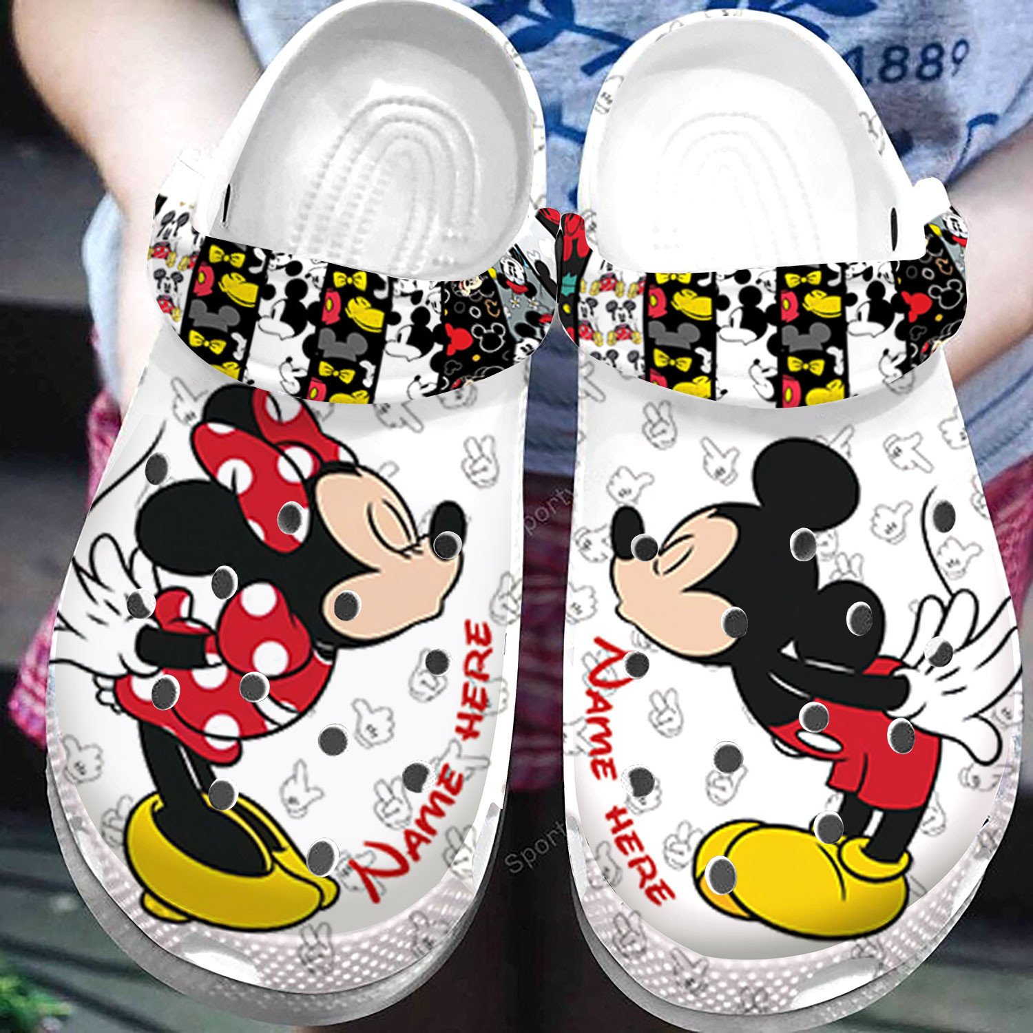 Custom Name Mick*Y & Minnie Love Couple Clogs Shoes #H