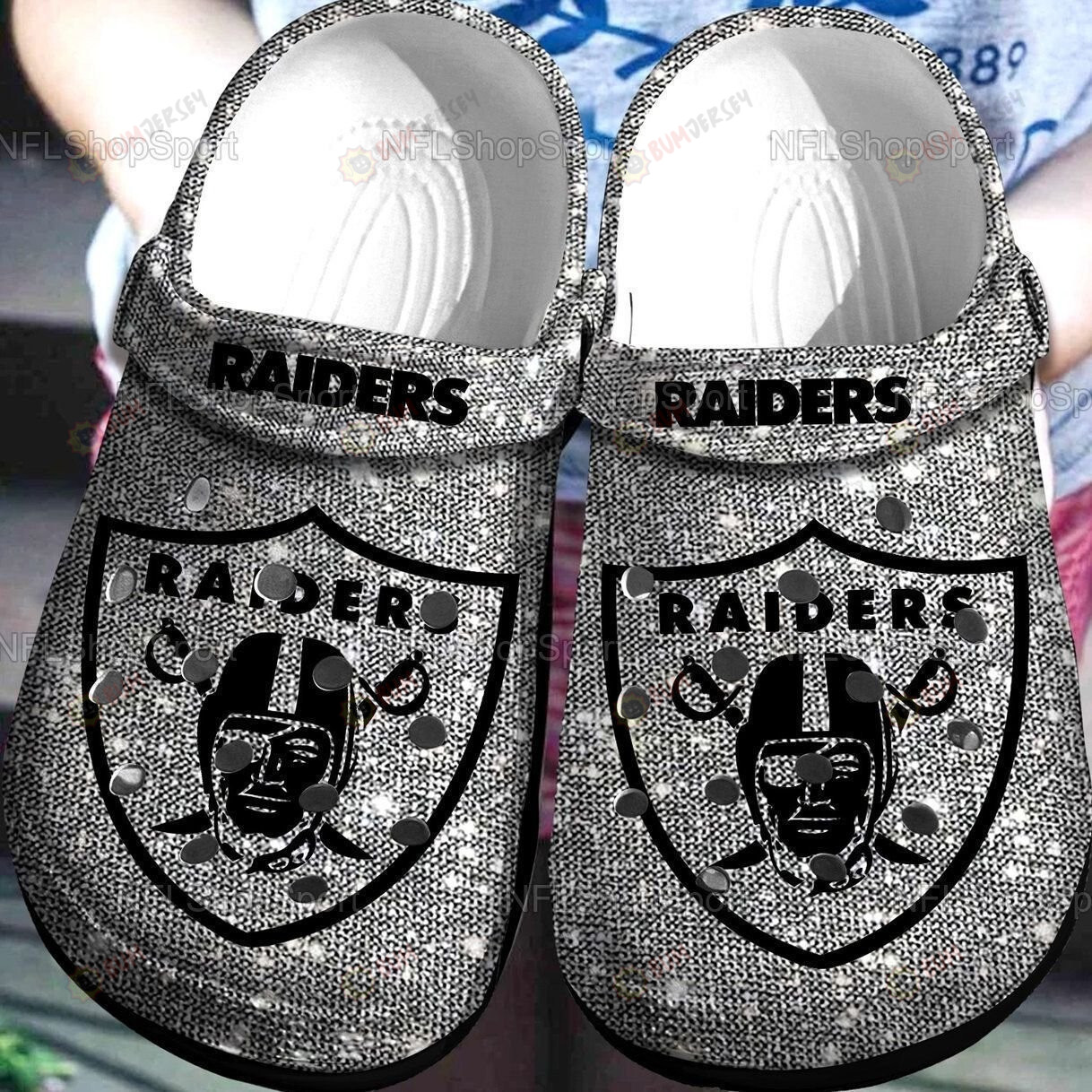 Las Vegas Raiders Band Bling Bling Crocs Crocband Clog Comfortable Water Shoes – Aop Clog