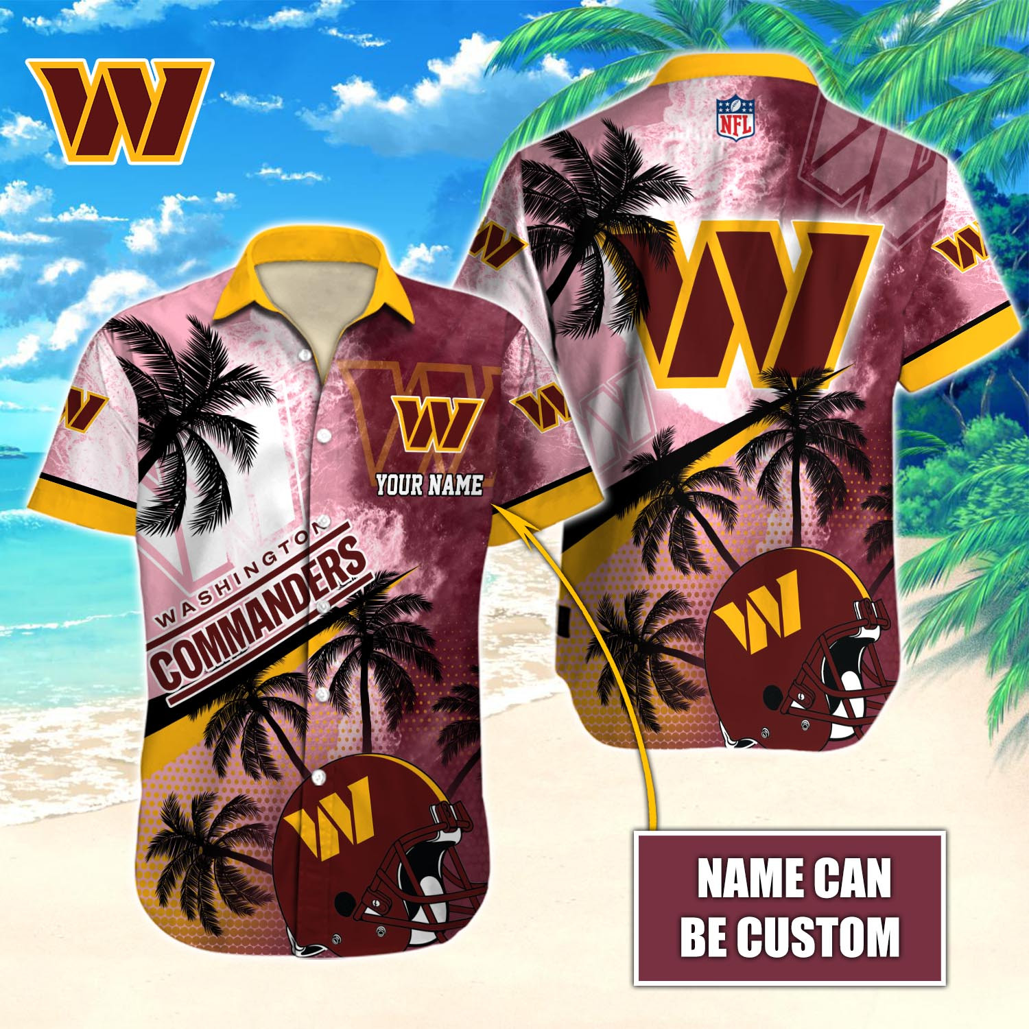 Washington Commanders Nfl-Hawaiian Shirt Custom T-40151