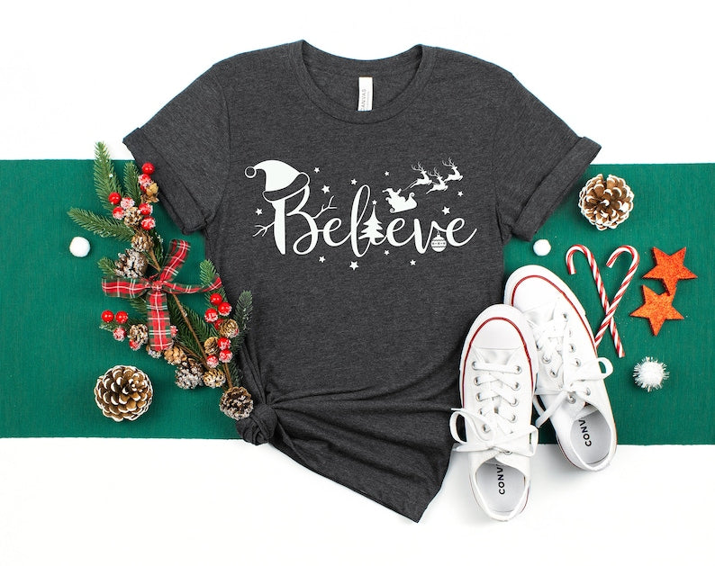 Believe Shirt, Believe Christmas Shirt, Christmas Shirt, Christmas T-Shirt, Christmas Family Shirt, Christmas Gift Shirt - Teeshirtsummer Christmas Gift