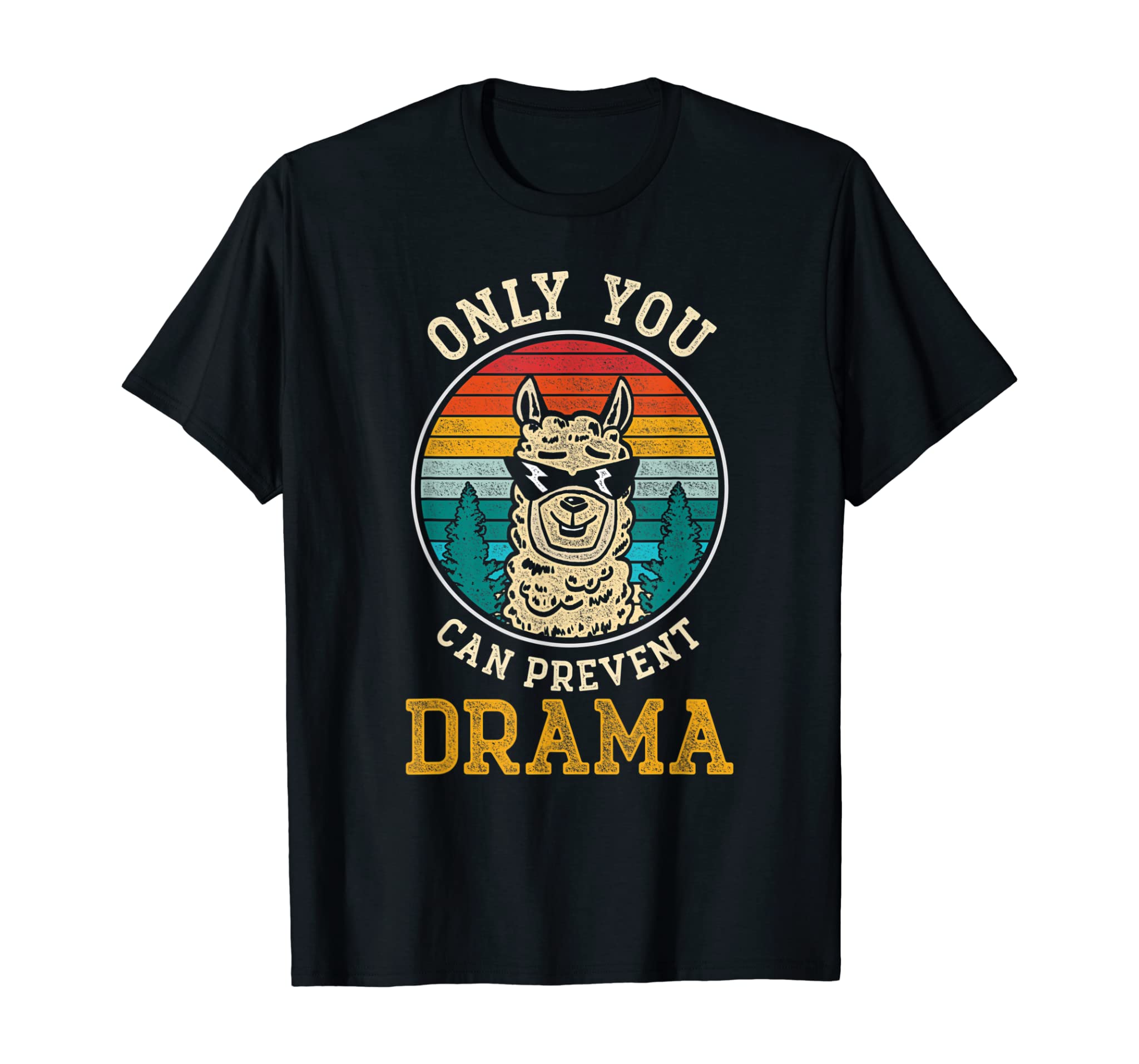 Camping Llama Only You Can Prevent Drama Vintage Llama Gift T-Shirt