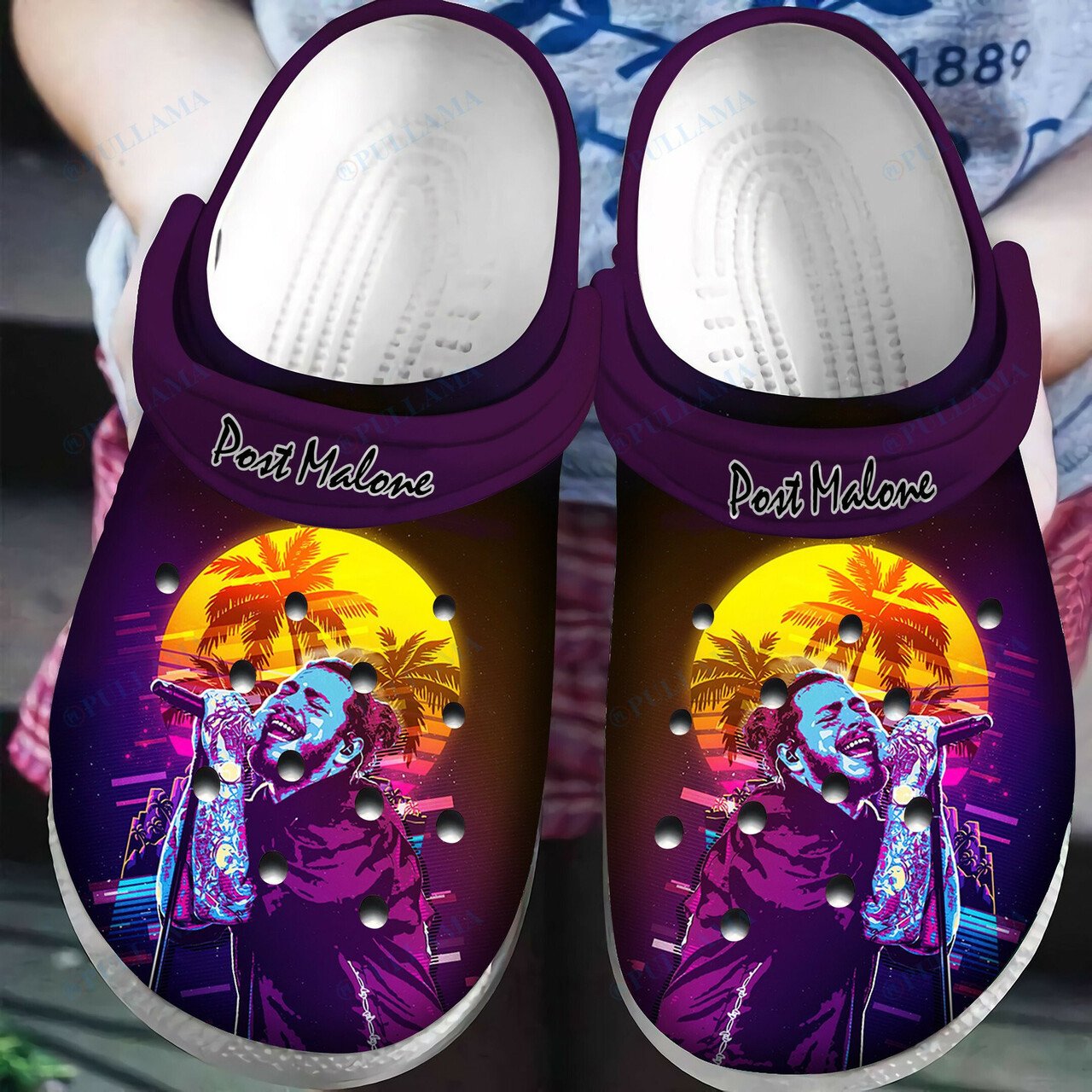 Post Malone Singing Crocss Crocband Clog Comfortable Water Shoes In Purple