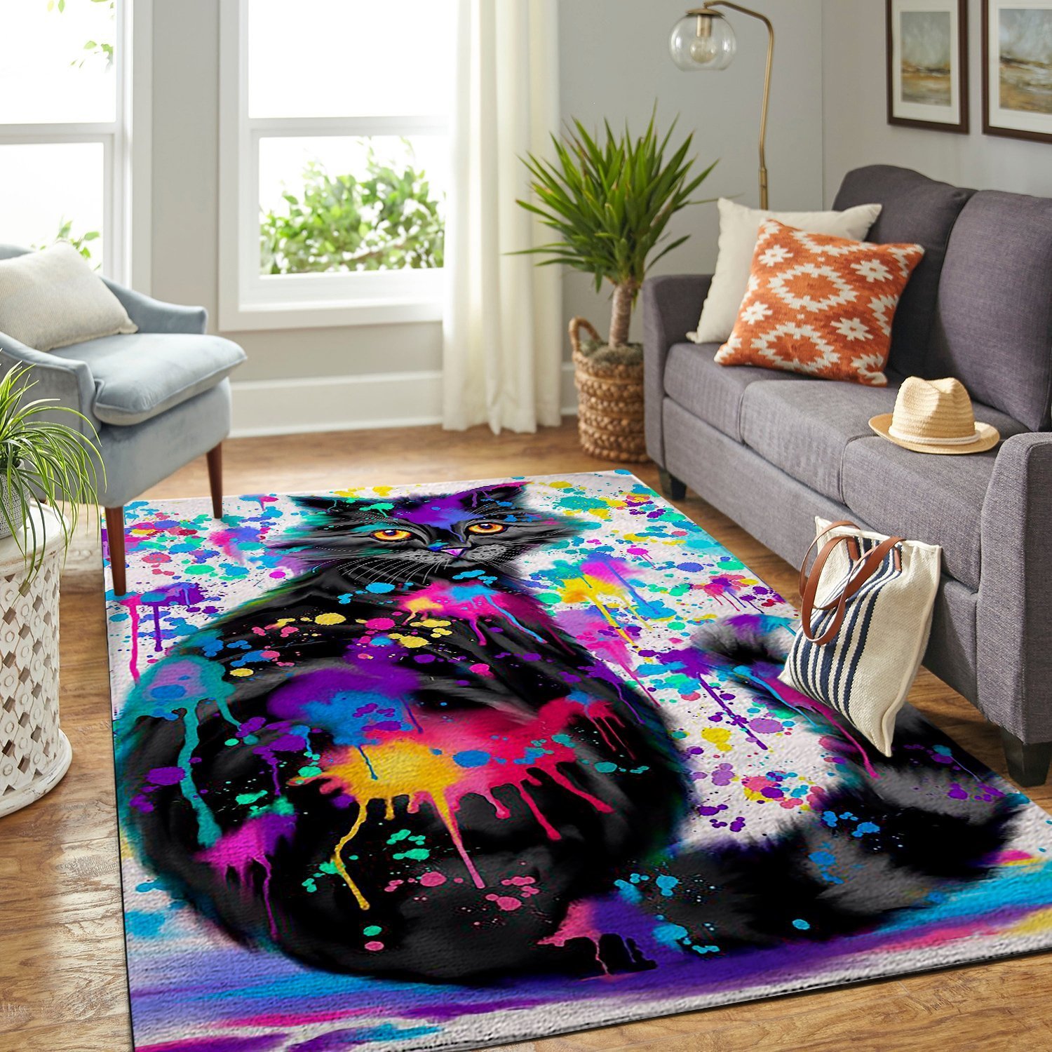 Cat Area Rug, Animal Print Floor Decor – Paint with Colorful  RB7A8E7E9922