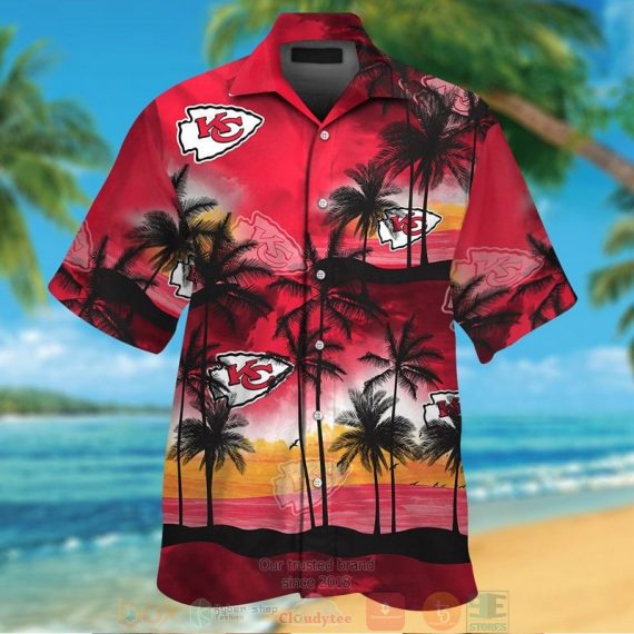 Gift For Husband Gift For Dad Palm Tree Kansas City Chiefs Dark Red Hawaiian Shirt D36