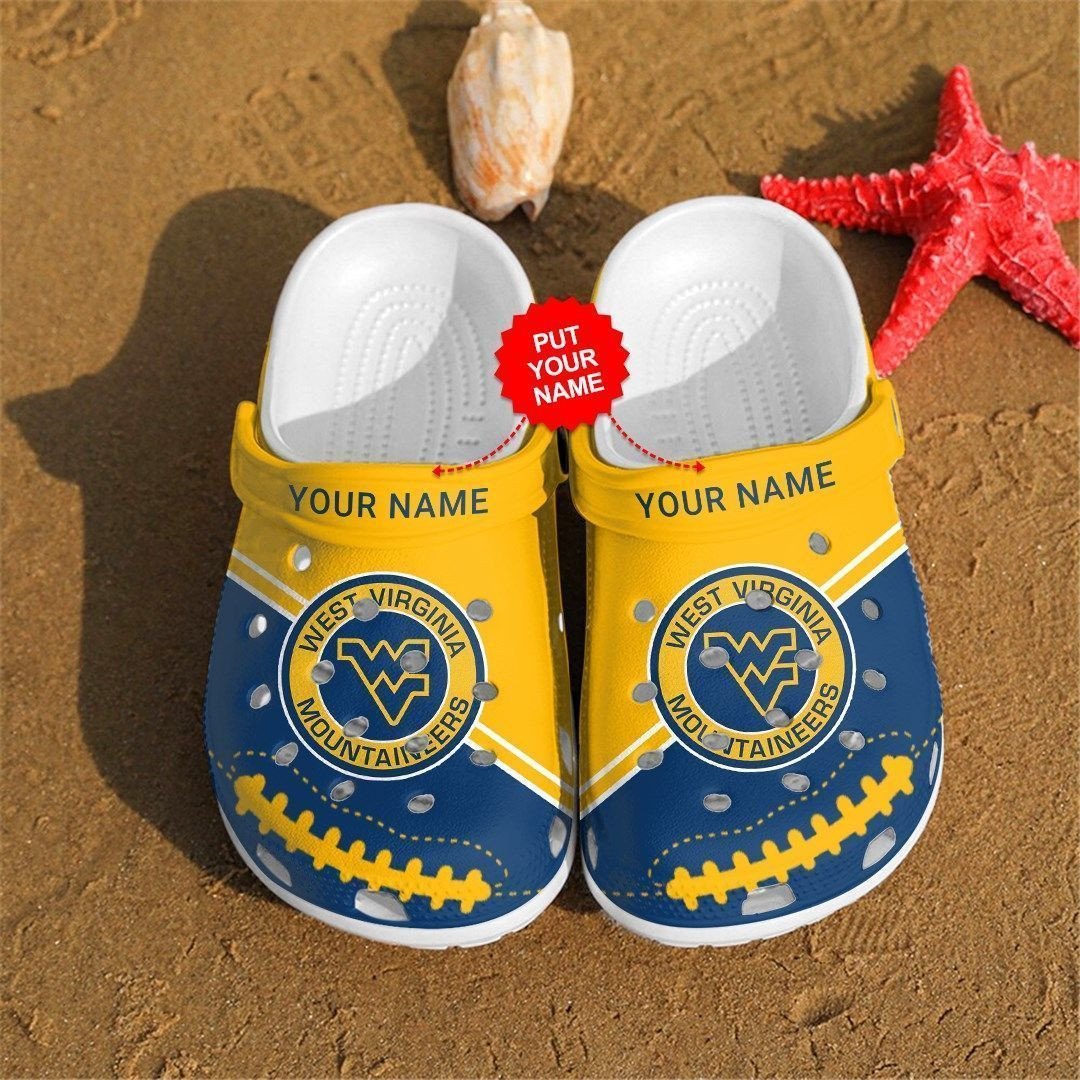 West Virginia Mountaineers Custom Name Crocs Crocband Clog Comfortable Water Shoes