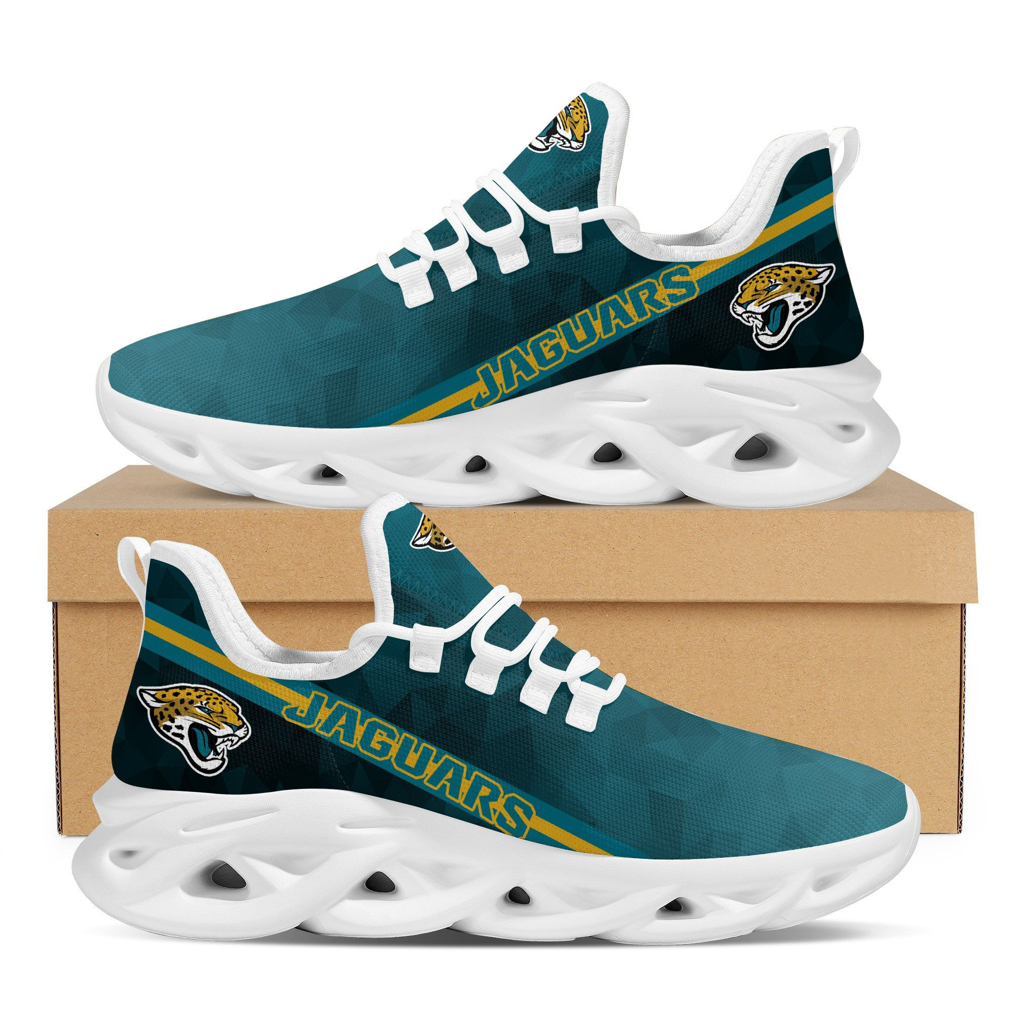 Jacksonville Jaguars Polygonal Design Trending Max Soul Clunky Sneaker Shoes For Mens Womensamerican Football Team Fans