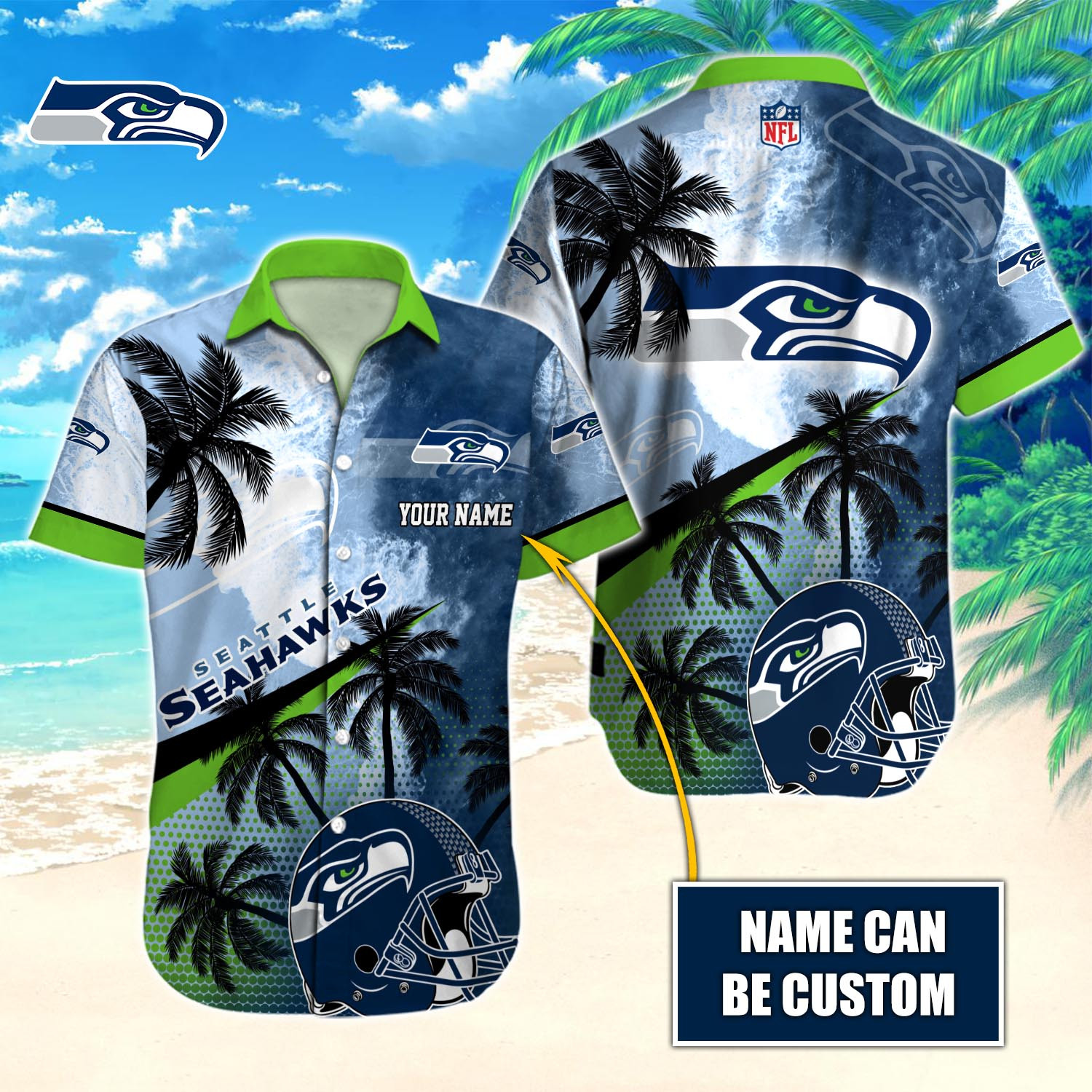 Seattle Seahawks Nfl-Hawaiian Shirt Custom T-40151