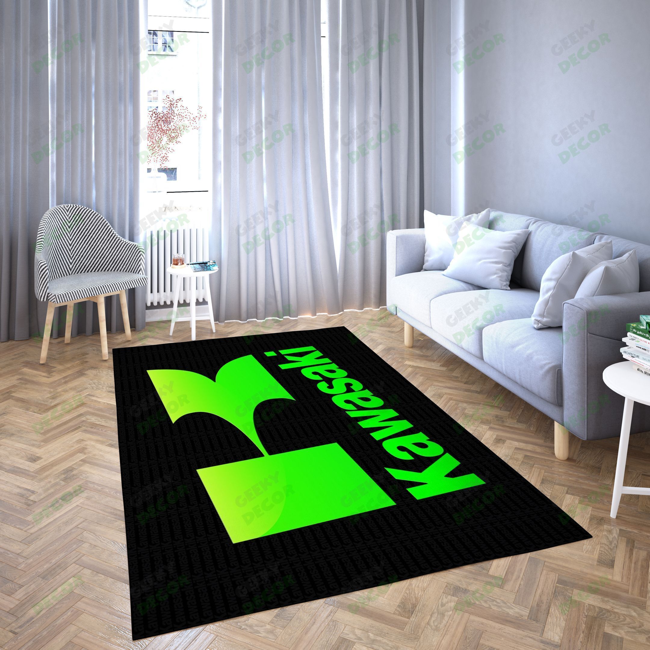 Kawasaki Logo Attractive Fashion Carpet Living Room Area Rug