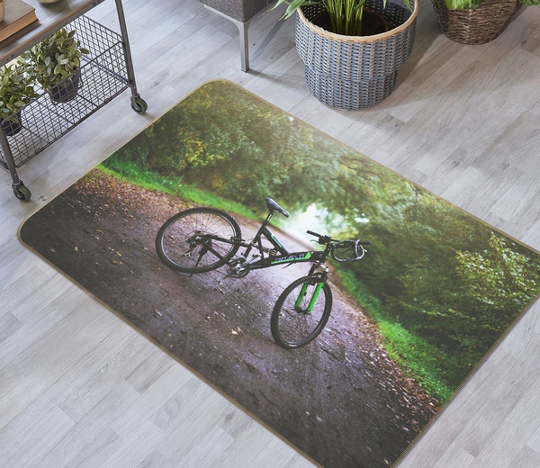 3D Bicycle On Mountain Road Area Rug Home Decor