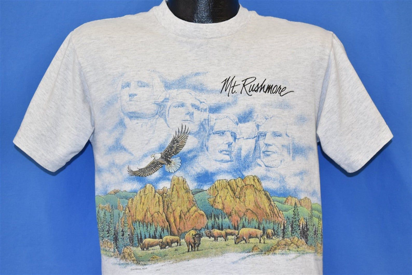 90S Mount Rushmore Eagle Bison Nature Animal President Tourist T-Shirt