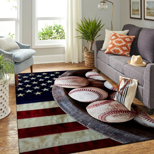 Baseball Ball on American Flag Area …